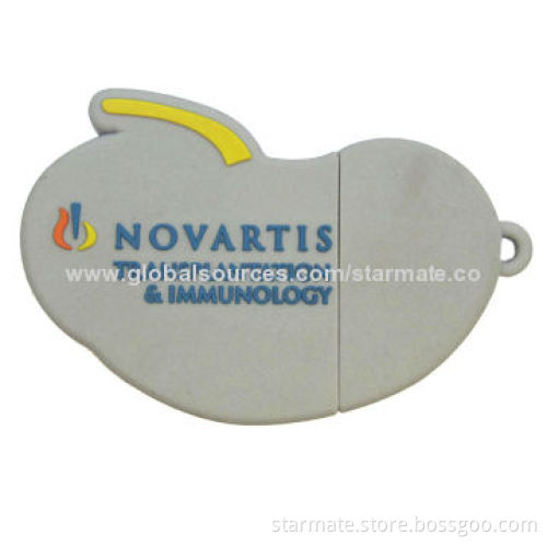Heart Shape USB Flash Drive, Made of Rubber Material